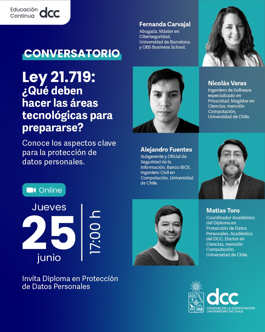 Conversatorio gratuito "Ley 21.719: ¿Qué deben hacer las áreas tecnológicas para prepararse?"
