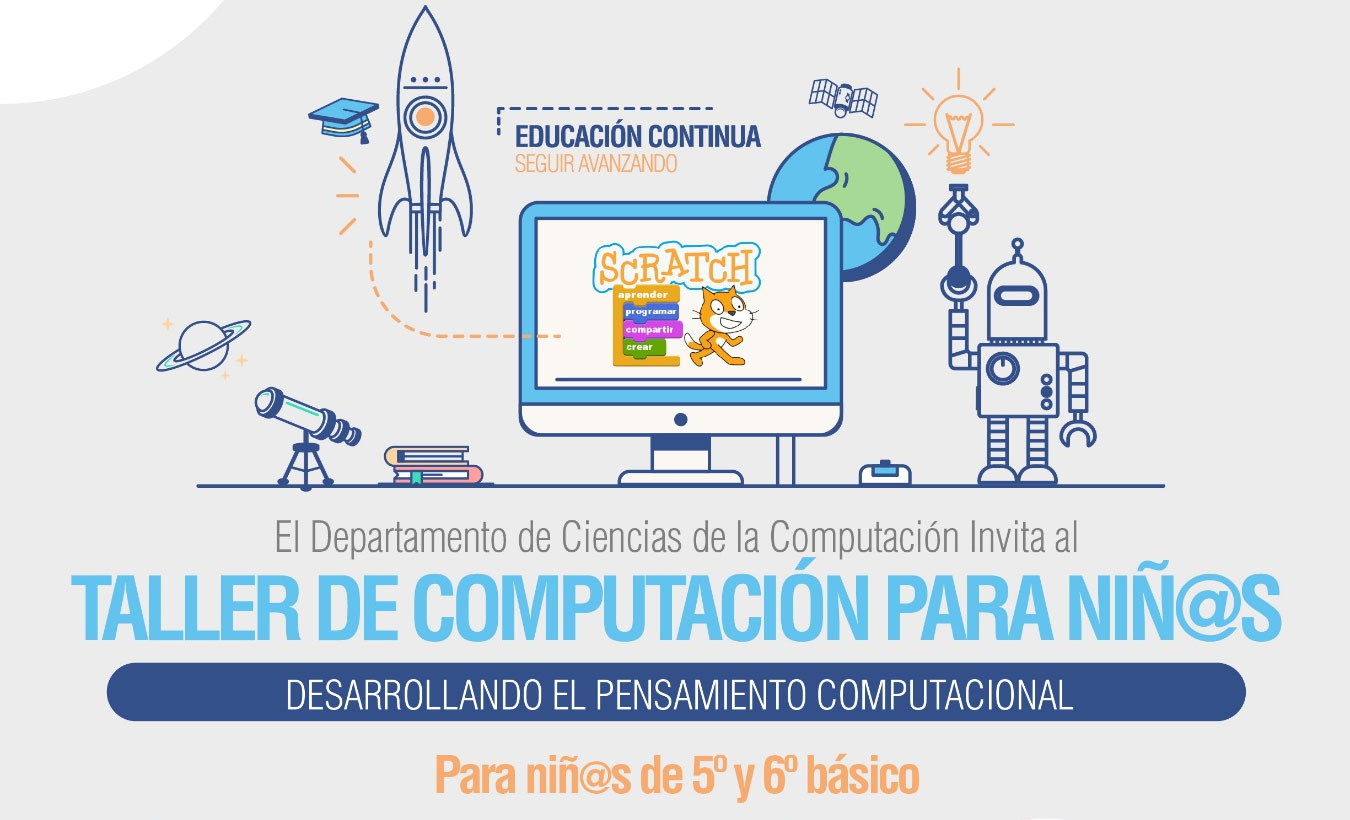 DCC realizará Talleres de Programación para niñ@s del 23 al 27 de julio / www.dcc.uchile.cl/cursos-de-invierno
