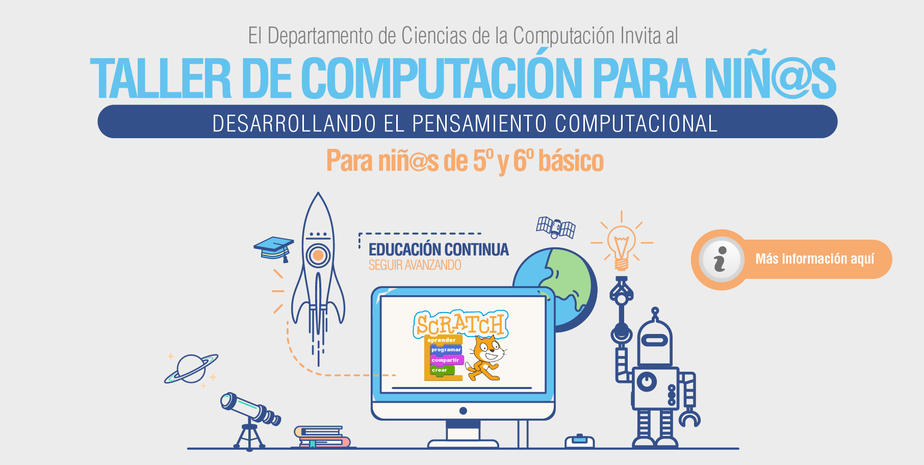 Curso: “Desarrollando el Pensamiento Computacional en los niños” https://www.dcc.uchile.cl/niños