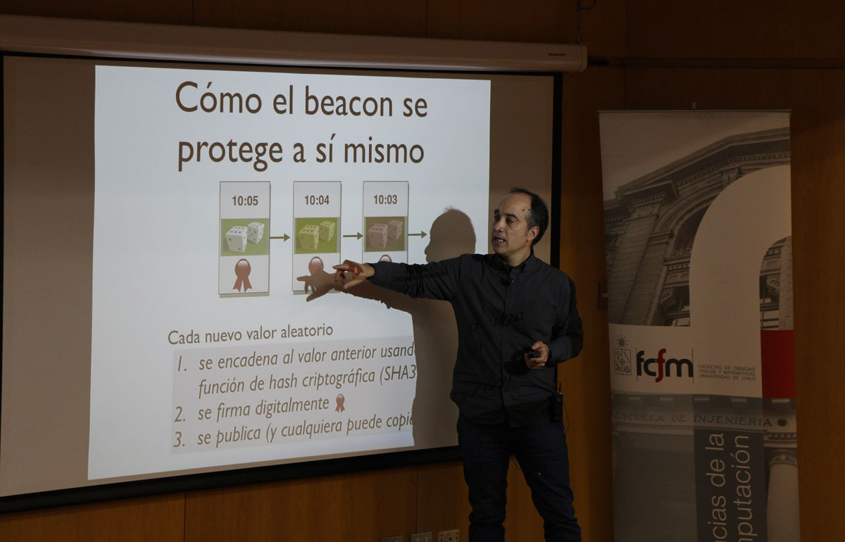 Durante la presentación del Faro, el Profesor Alejandro Hevia señaló que esta herramienta puede utilizarse en múltiples procesos que requieren de aleatoriedad y transparencia.
